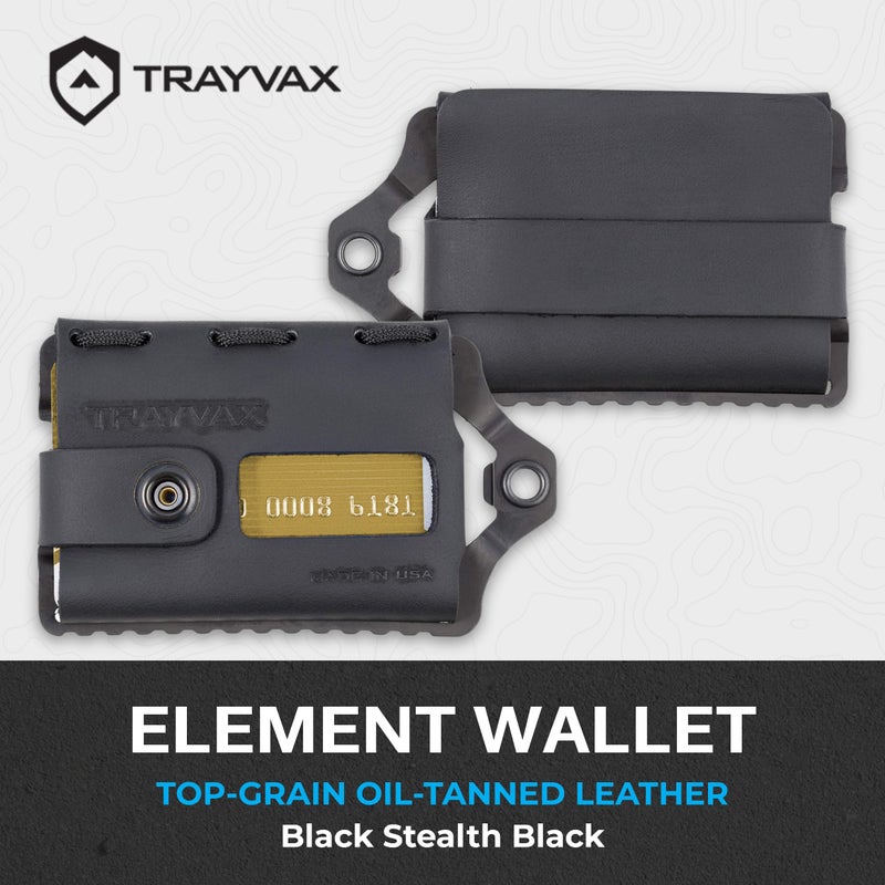 Trayvax Element Wallet, RFID Front Pocket Credit Card Holder with Money Clip, Minimalist Slim Leather Metal Wallet for Men and Women, Black Stealth Black - Image 2